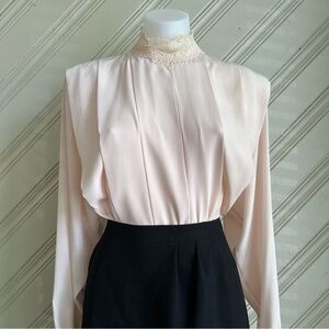 Vintage Lace High Neck Blouse Size 12